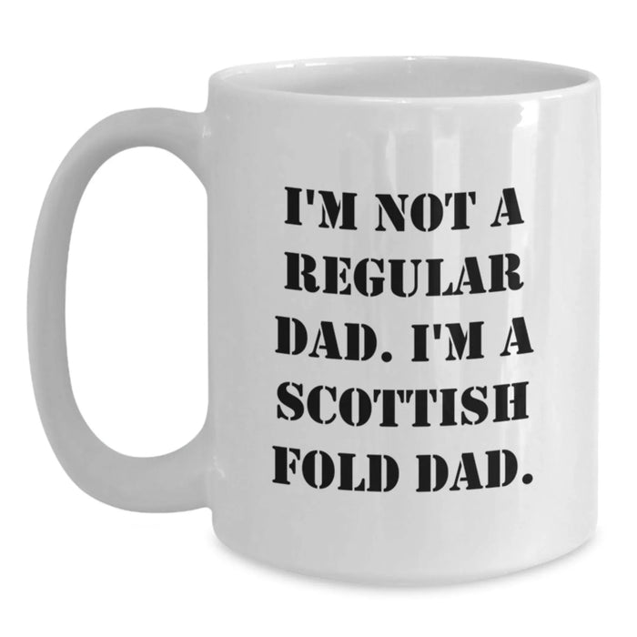 Funny Scottish Fold Cat Lover Gifts from Dad to Scottish Fold Cat Dad White Coffee Mug, Perfect for Christmas Unique Gifts - Main
