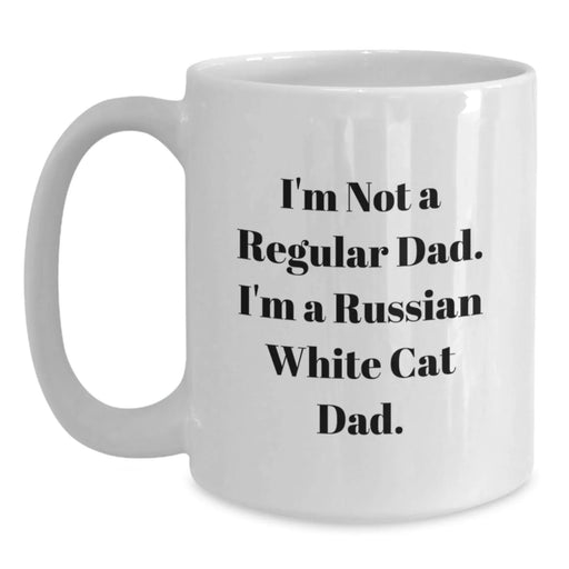 Funny Russian White Cat Dad Gifts for Friends - Russian White Cat Lover Coffee Mug, White Coffee Mug for Russian White Cat Enthusiasts, Birthday Unique Gifts from Friends - Main
