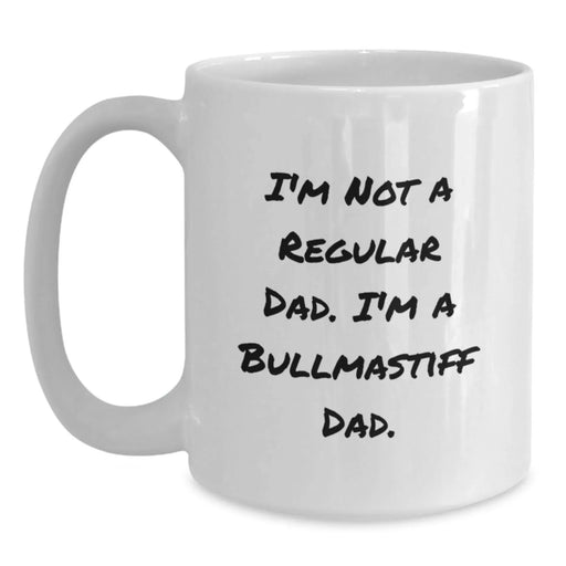Funny Bullmastiff Dog Dad White Coffee Mug Gifts from Men to Bullmastiff Dog Lovers on Birthday, Unique Birthday Unique Gifts for Dad, White Ceramic Coffee Mug, 11oz, 15oz - Main