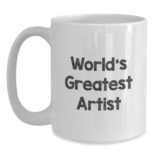 Funny Artist Gifts from Friends, White Coffee Mug for Artists with 'World's Greatest Artist' Quote, Unique Christmas Unique Gifts - Main