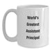 Funny Assistant Principal Quote White Coffee Mugs Gifts from Friends for Birthday Celebrations, World's Greatest Assistant Principal, 11oz or 15oz Capacity, Ceramic, Microwave and Dishwasher Safe - Main