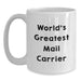 Funny Mail Carrier Gifts for Men and Women, White Coffee Mug, 'World's Greatest Mail Carrier' Quote, Unique Christmas Unique Gifts from Friends to Family - Main