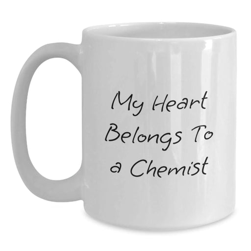 Funny Chemist Gifts from Family, White Coffee Mugs for Chemist Lovers, My Heart Belongs To A Chemist Christmas Unique Gifts - Main