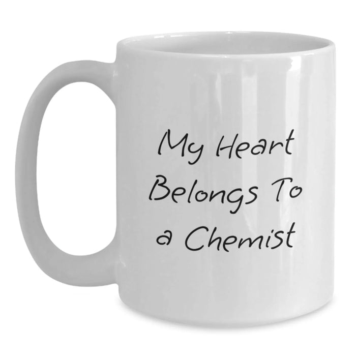 Funny Chemist Gifts from Family, White Coffee Mugs for Chemist Lovers, My Heart Belongs To A Chemist Christmas Unique Gifts - Main