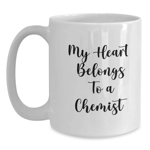 Funny Chemist Gifts from Friends for Men White Coffee Mugs My Heart Belongs To A Chemist Christmas Unique - Main