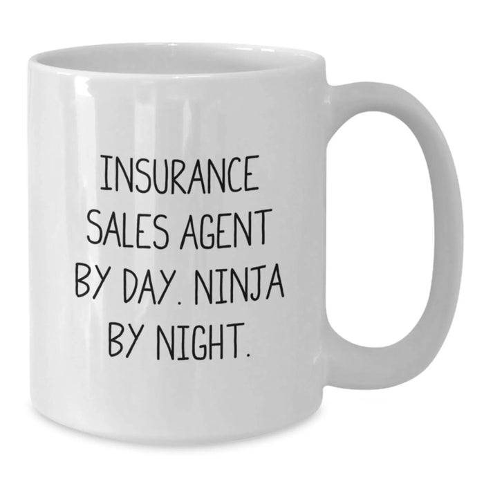 Funny Insurance Sales Agent Gifts for Friends, Christmas Unique Mugs for Insurance Sales Agent, White Coffee Mug with Insurance Sales Agent By Day Ninja By Night Quote - Additional