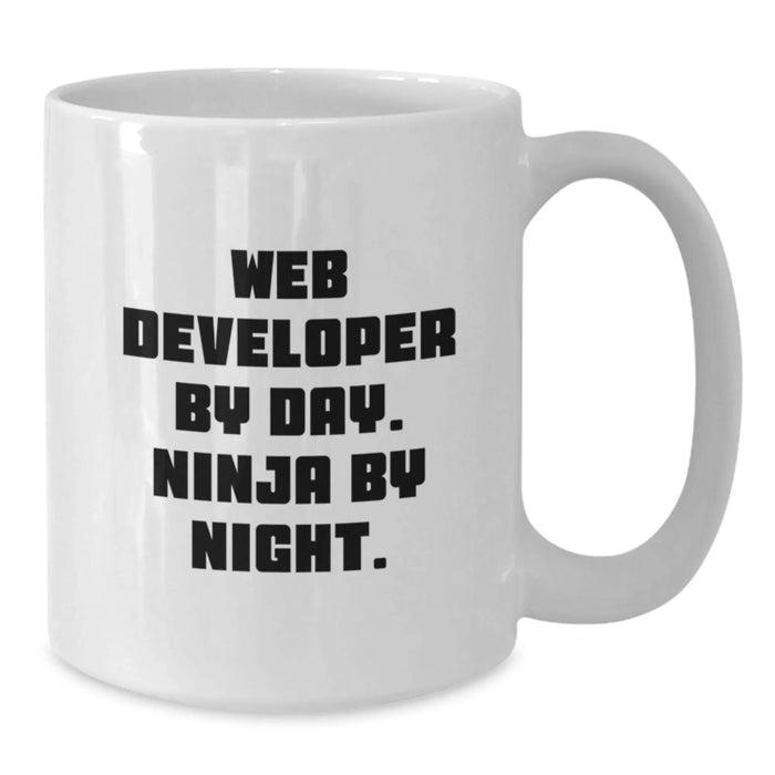 Funny Web Developer Gifts for Men - Web Developer by Day Ninja by Night White Coffee Mug - Additional