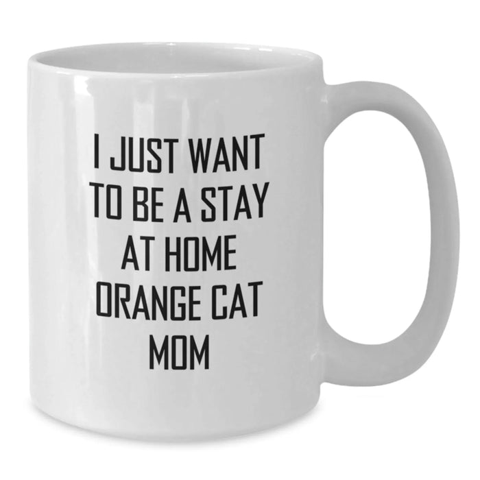 Funny Orange Cat Mom Gifts, I Just Want To Be A Stay At Home Orange Cat Mom White Coffee Mug for Birthday, Gifts from Mom to Daughter, Friends, or Coworkers - Additional