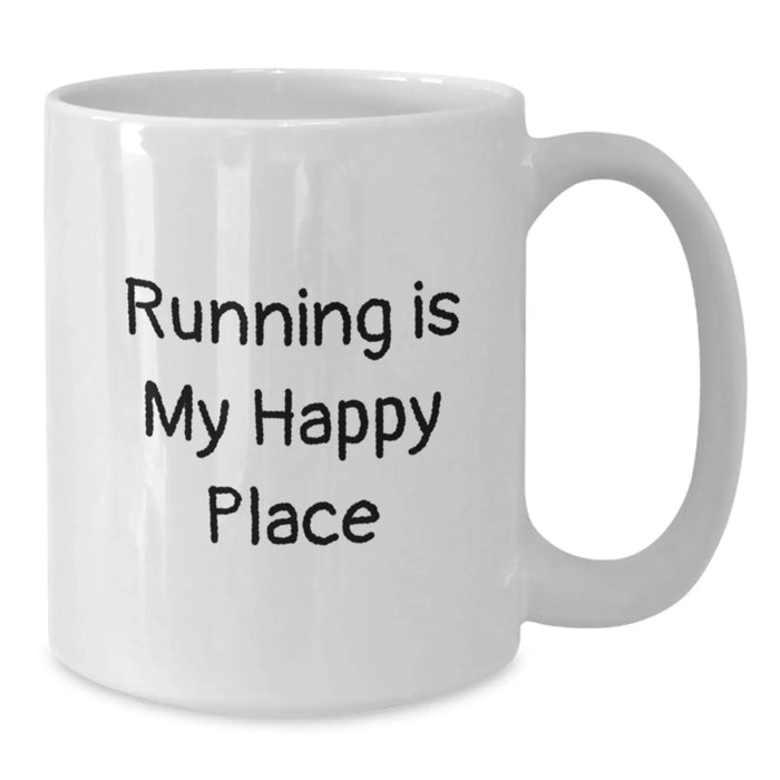 Funny Running Gifts from Friends - 'Running Is My Happy Place' Quote on White Coffee Mug, Perfect Birthday Unique Gift for Running Enthusiasts - Additional