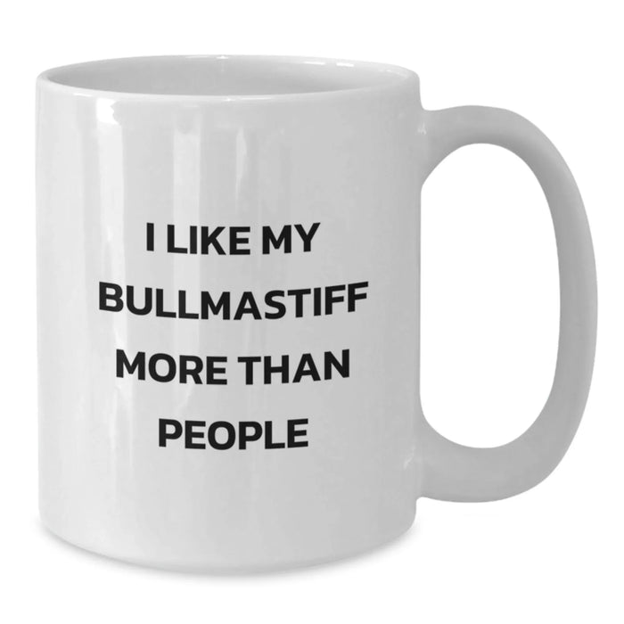 Funny Bullmastiff Dog Gifts from Men for Bullmastiff Dog Lovers - I Like My Bullmastiff More Than People White Coffee Mug - Additional