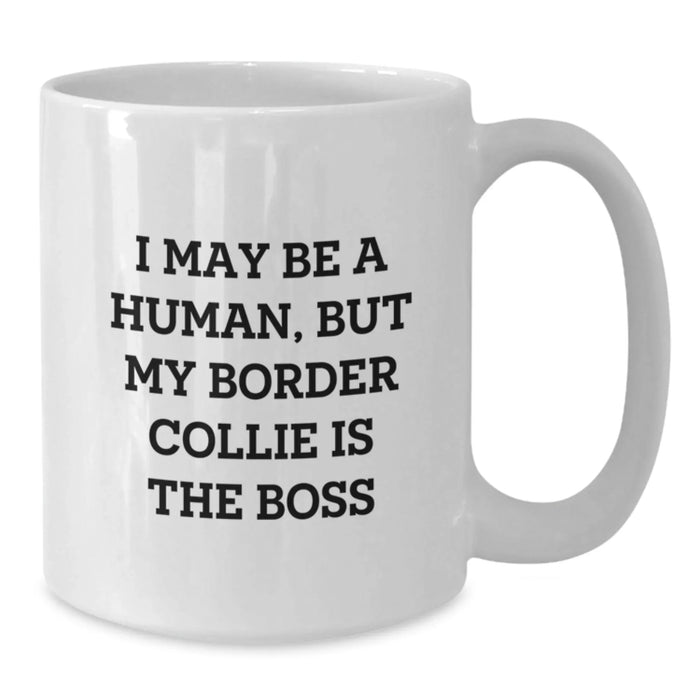 Funny Border Collie Dog Gifts from Men to Women Friends Coworkers Family - I May Be A Human, But My Border Collie Is The Boss Birthday Unique Mug for Border Collie Dog Lover - Additional