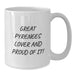 Funny Great Pyrenees Dog Lover Gifts from Men to Friends on Birthday Unique White Coffee Mug - Great Pyrenees Dog Lover And Proud Of It! - Additional