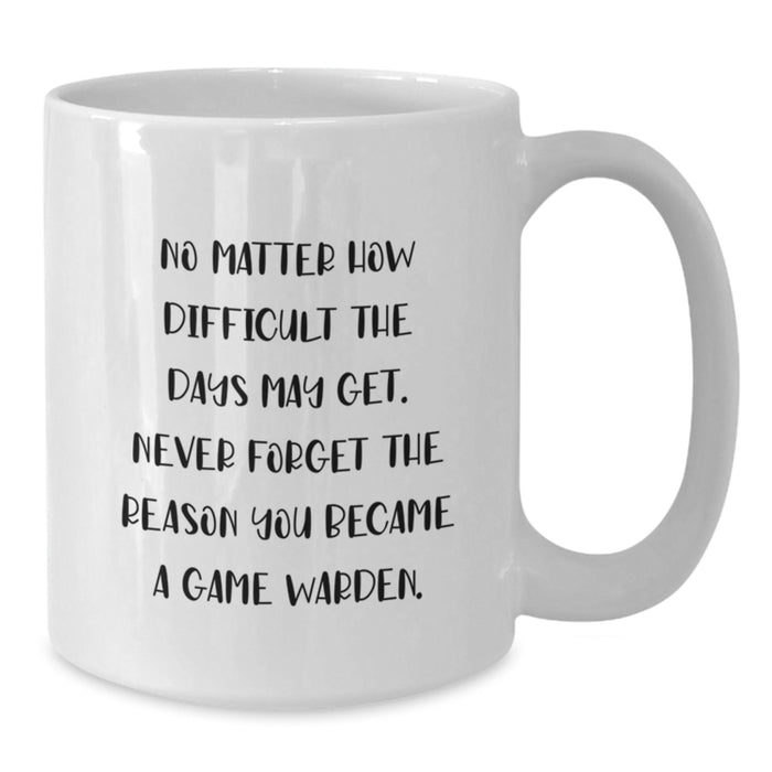 Game Warden Inspirational White Coffee Mug, Gifts for Friends, Family, Colleagues from a Proud Game Warden, Never Forget the Reason You Became a Game Warden, Valentine's Unique Gifts for Game Wardens - Additional