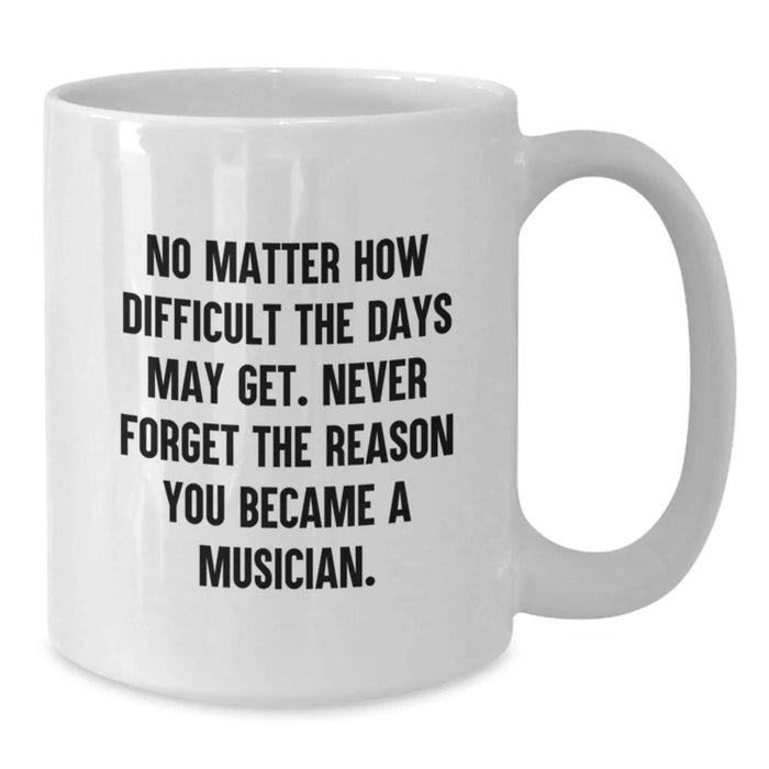 Funny Musician Gifts for Musician Friends, Birthday Unique Gifts from Friends, White Coffee Mug with Never Forget The Reason You Became A Musician Quote - Additional