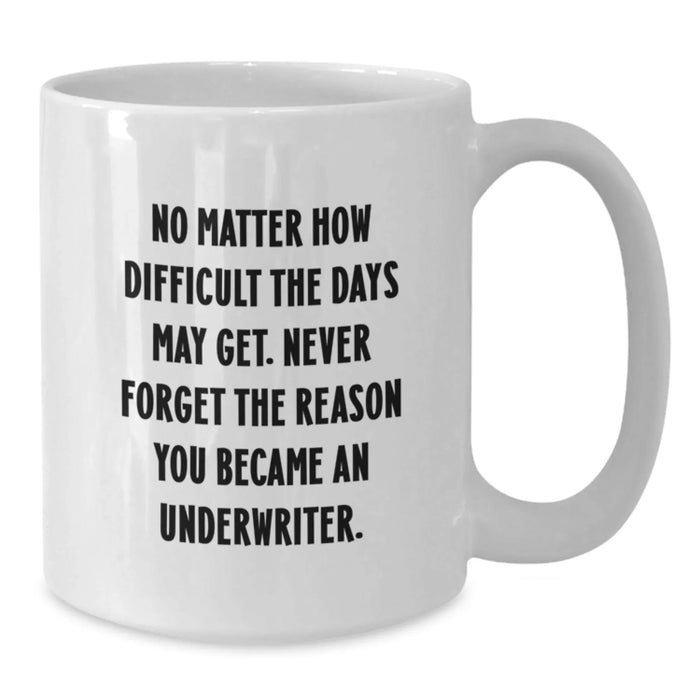 Funny Underwriter Birthday Unique Gifts from Friends, White Coffee Mug, Inspirational Quote - Gifts for Men and Women - Additional