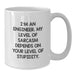 Funny Engineer Quotes Gifts for Men White Coffee Mug from Friends, Engineer Humor Graduation Unique Gifts, Sarcasm Level Stupidity - Additional