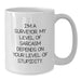 Funny Surveyor Gifts for Men - White Coffee Mug - 'I'm A Surveyor My Level Of Sarcasm Depends On Your Level Of Stupidity', Christmas Unique Gifts from Friends to Surveyor Colleagues - Additional