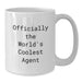 Gifts from Friends for the Officially Coolest Agent White Coffee Mug, Funny Quote, Birthday Unique Gifts for Him - Additional