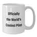 Pilot White Coffee Mugs Funny Gifts from Friends for Graduation, Officially The World's Coolest Pilot Quote, White Ceramic 11oz/15oz - Additional