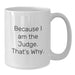 Funny Judge Appreciation Gifts for Him from Friends, Valentine's Unique Mug Because I Am The Judge. That's Why. - Additional