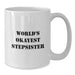Funny Stepsister Gifts from Men to Stepsister on Graduation Day - Cute World's Okayest Stepsister White Coffee Mug, 11oz or 15oz - Additional