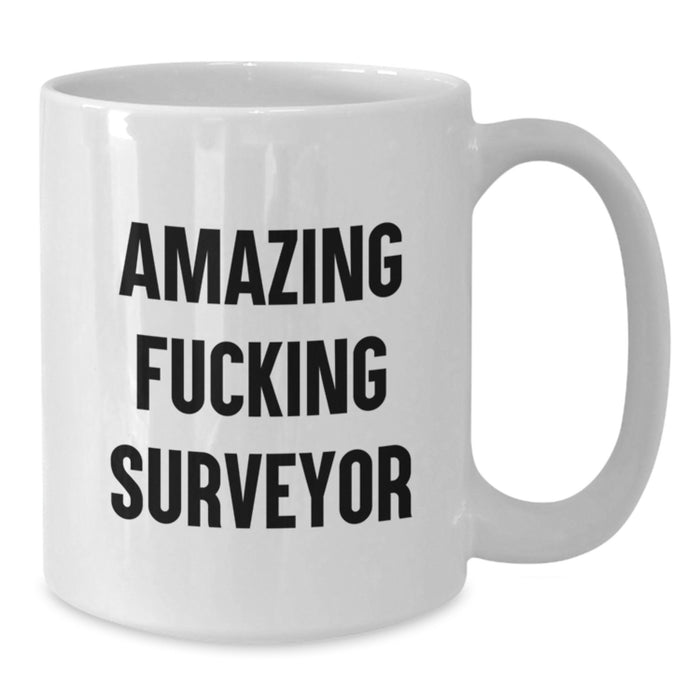 Funny Surveyor Gifts from Friends to Graduation Unique White Coffee Mugs with Amazing F--king Surveyor Quote, Made for Surveyor Lovers - Additional