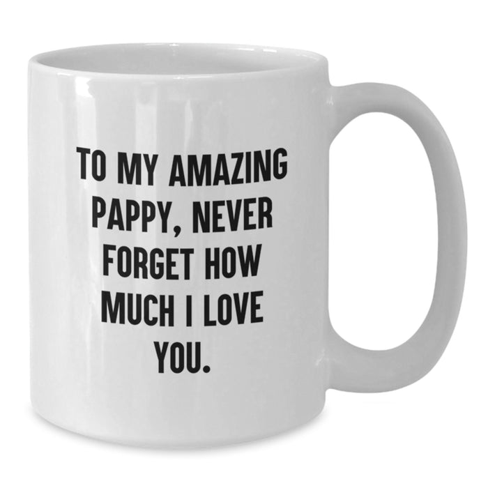 Funny Pappy Gifts - Inspirational Mug for Him, Unique Graduation Unique Gifts from Men to Pappy, White Coffee Mug with Quote 'To My Amazing Pappy, Never Forget...' - Additional