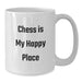 Funny Chess Lovers Gifts from Friends for Men Birthday Unique White Coffee Mug, 'Chess Is My Happy Place' - Additional