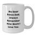 Funny Bonus Dad Gifts from Family, White Coffee Mug with 'My Dear Bonus Dad, Always Remember How Much I Love You' Quote, Unique Christmas Memorable Presents for Men - Additional
