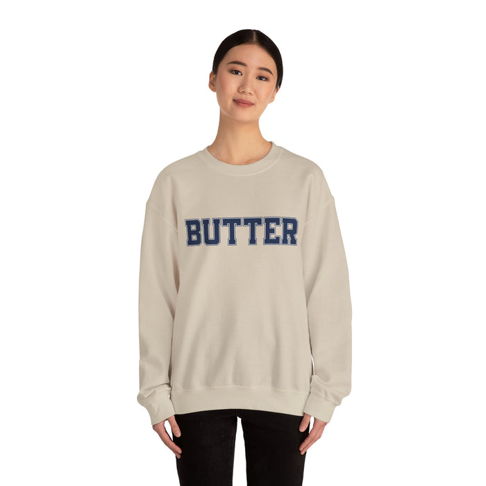 Butter Sweatshirt, College Font, Unisex Crewneck Jumper, Cozy Pullover, Winter Apparel, Comfortable Top, Butter Sweater, College Shirt