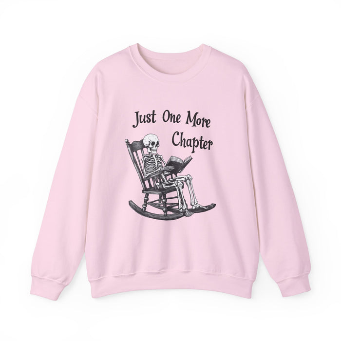 Skeleton Reading Just One More Chapter Sweatshirt, Mystic Mom Shirt, Booktrovert Tee, English Teacher Gift, Fall Librarian Shirt