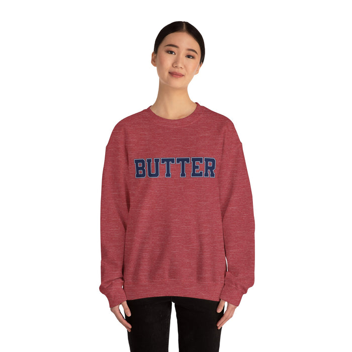 Butter Sweatshirt, College Font, Unisex Crewneck Jumper, Cozy Pullover, Winter Apparel, Comfortable Top, Butter Sweater, College Shirt