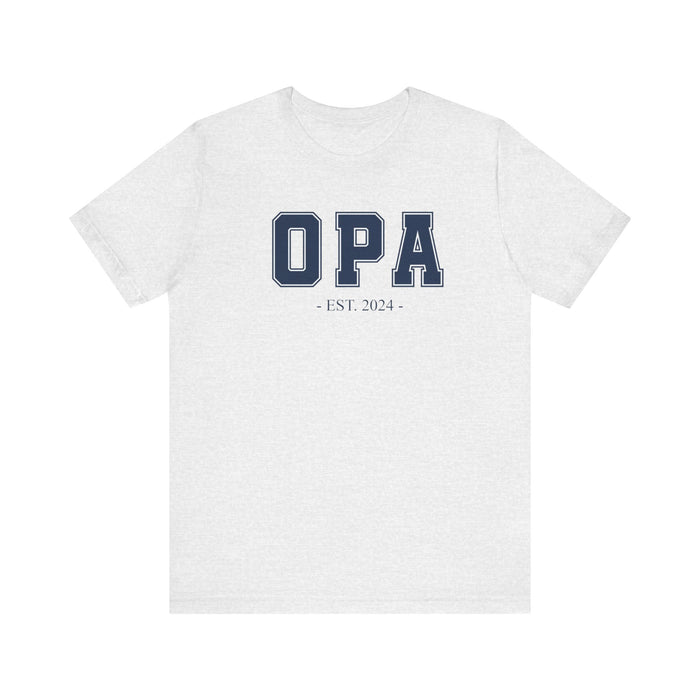 Opa Established 2024 Tee Shirt - Personalized Grandfather Gift - Celebratory Grandpa T-Shirt - Custom Opa New Grandfather Present