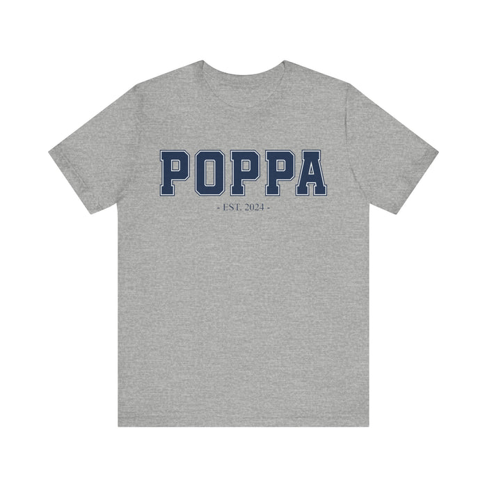 Poppa Established 2024 Tee Shirt - Personalized Grandfather Gift - Celebratory Grandpa T-Shirt - Custom Poppa New Grandfather Present