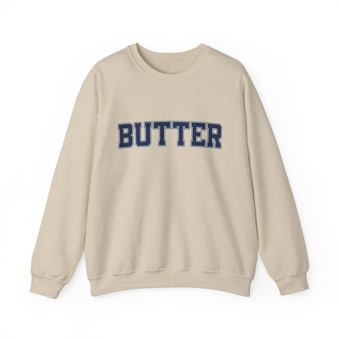 Butter Sweatshirt, College Font, Unisex Crewneck Jumper, Cozy Pullover, Winter Apparel, Comfortable Top, Butter Sweater, College Shirt