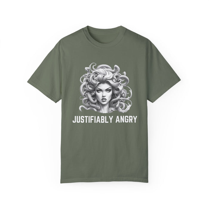 Justifiably Angry, Medusa T-Shirt, Greek Mythology Tee for Feminist Rage, Female Empowerment, Anti-Trump Tee Shirt, Democracy, Resistance