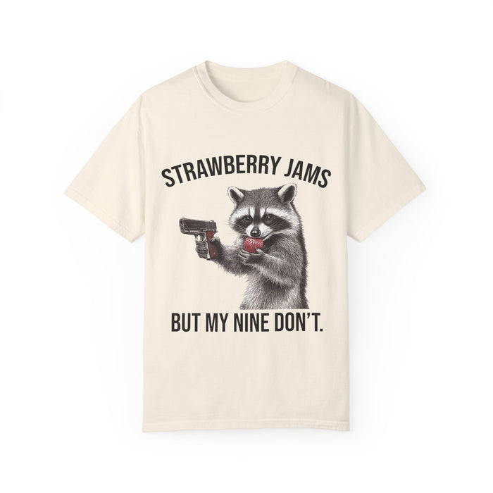 Raccoon Shirt, Strawberry Jams But My Nine Don't, Funny Raccoon Shirt, Funny Meme T-Shirt, Comfort Colors®