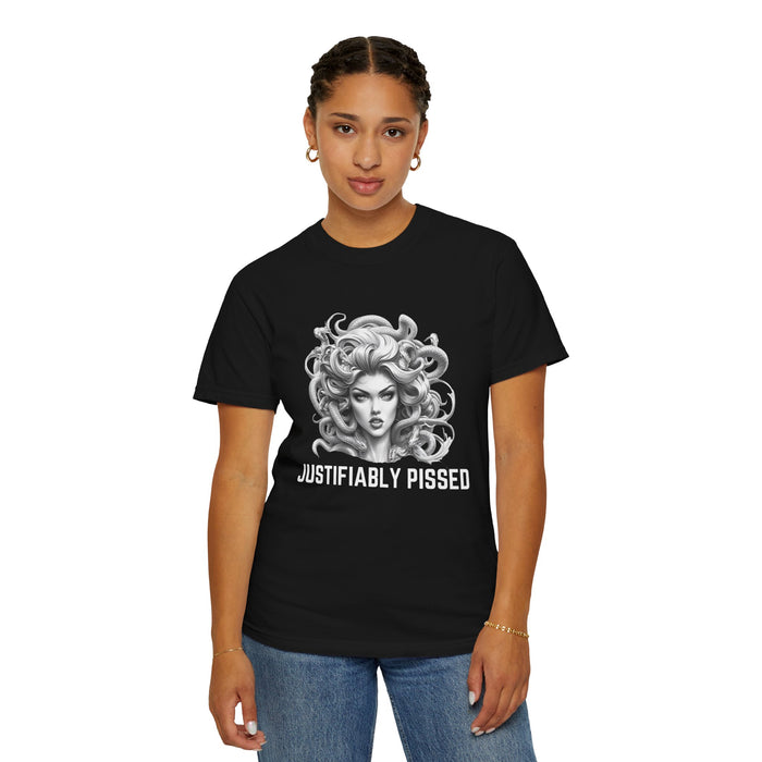 Justifiably Pissed, Medusa T-Shirt, Greek Mythology Tee for Feminist Rage, Female Empowerment, Anti-Trump Tee Shirt, Democracy, Resistance