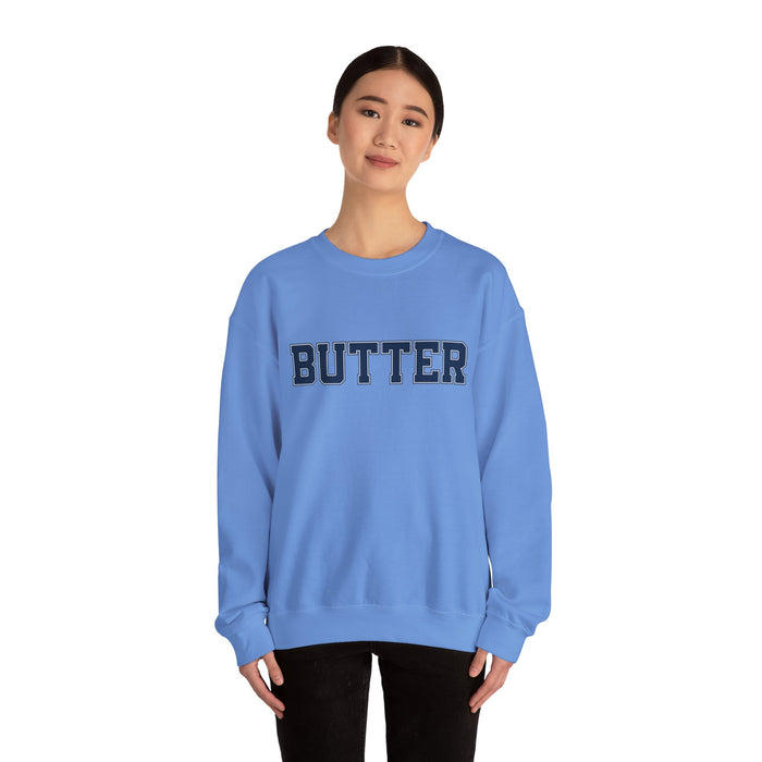 Butter Sweatshirt, College Font, Unisex Crewneck Jumper, Cozy Pullover, Winter Apparel, Comfortable Top, Butter Sweater, College Shirt