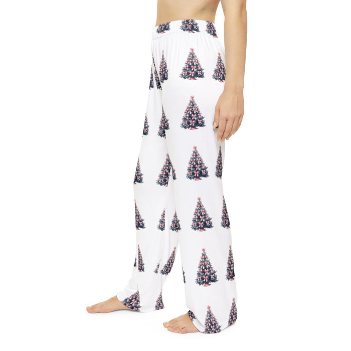 Christmas Women's Pajama Pants, Pink Coquette Bows Xmas Tree Design, Holiday Sleepwear, Festive Lounge Pants, Cute PJ Bottoms