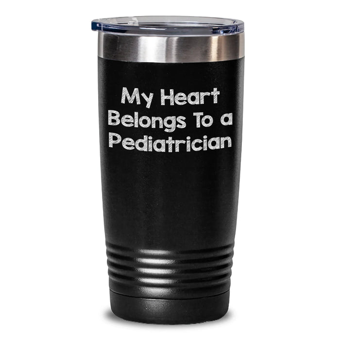 Funny Pediatrician Gifts from Friends - Heart Belongs to a Pediatrician Tumbler, Father's Day Unique Present for Men - Main