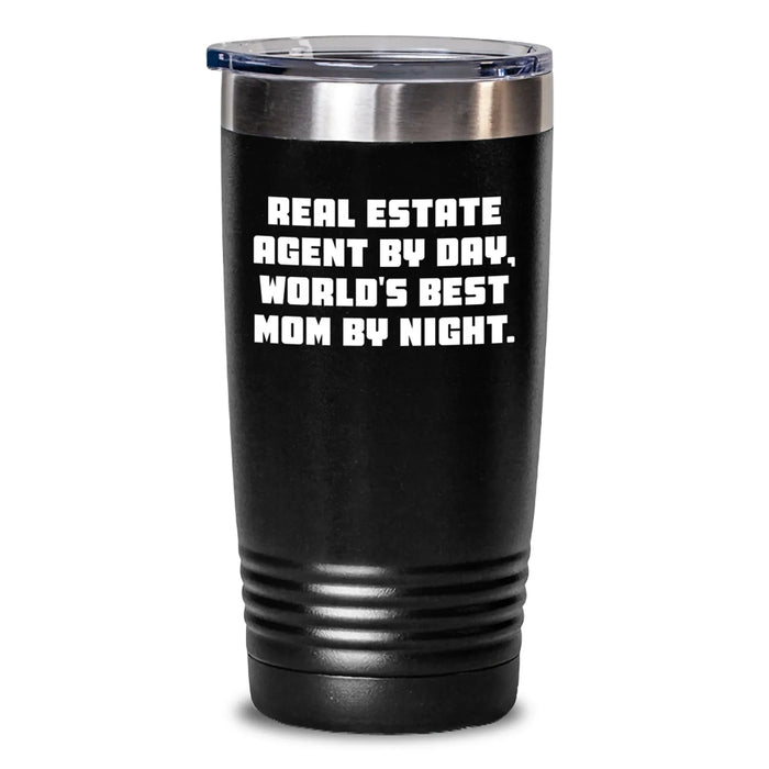 Gifts for Real Estate Agents, Funny Mom Tumbler - Real Estate Agent By Day, World's Best Mom By Night Gifts from Family, Christmas Unique Gifts for Real Estate Agent Men or Women Friends Coworkers - Main