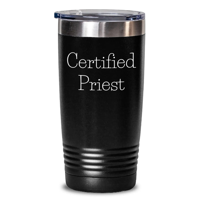 Funny Certified Priest Gifts for Men from Friends on Graduation Unique Gifts, Tumbler for Hot and Cold Drinks with Quote - Main