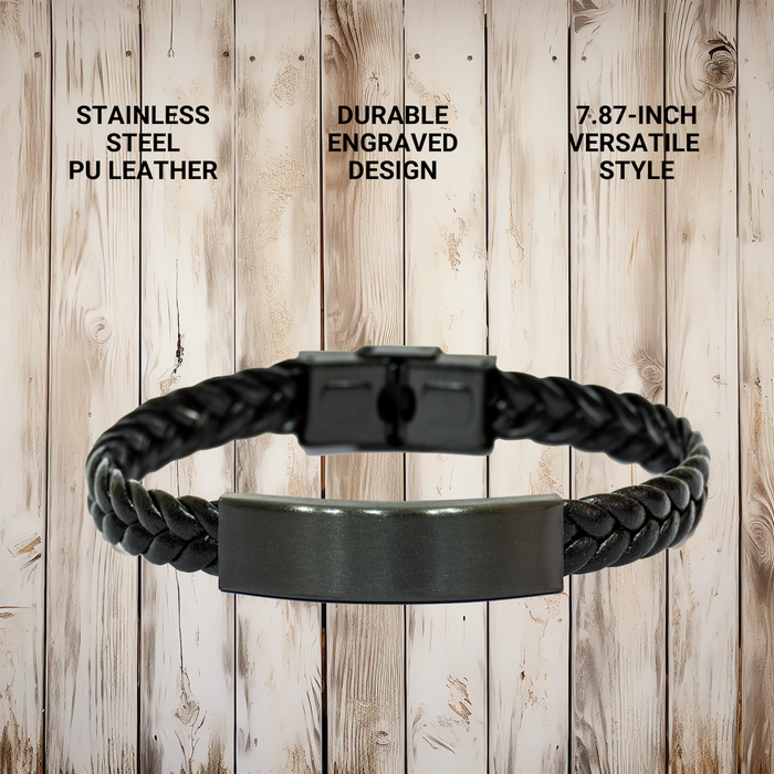 Funny Rancher Gifts for Her, Interlaced Leather Bracelet with Stainless Steel, 'My Heart Belongs To A Rancher' Quote, Gifts from Women for Mother's Day - Image 4