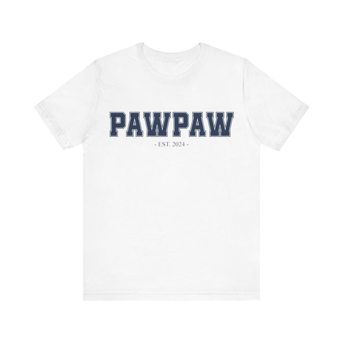 Pawpaw Established 2024 Tee Shirt - Personalized Grandfather Gift - Celebratory Grandpa T-Shirt - Custom Pawpaw New Grandfather Present