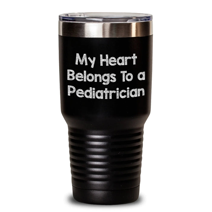 Funny Pediatrician Gifts from Friends - Heart Belongs to a Pediatrician Tumbler, Father's Day Unique Present for Men - Main