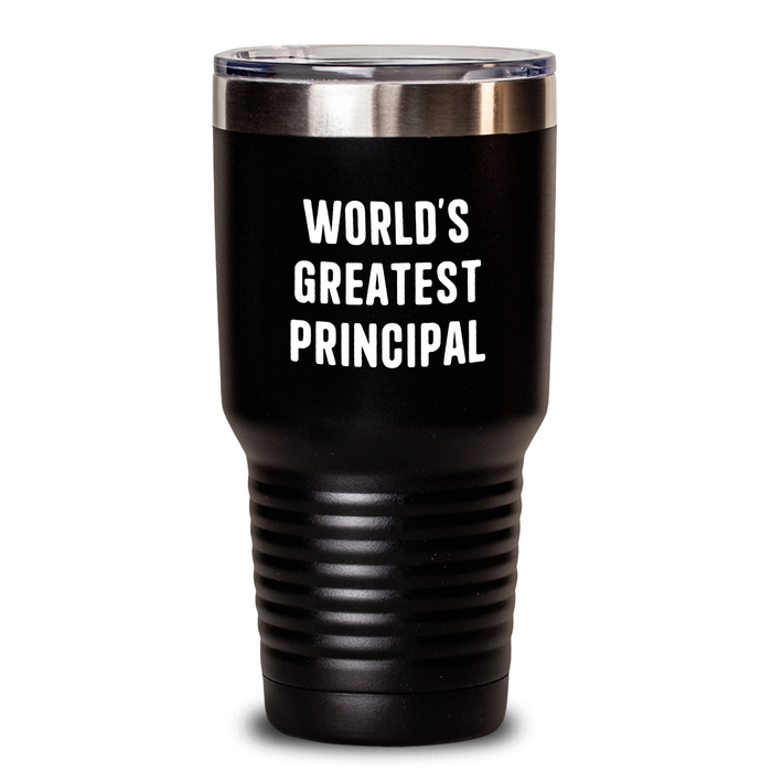 Funny World's Greatest Principal Gifts from Friends for Father's Day Tumbler, Unique Principal, Stainless Steel, 20oz or 30oz Capacity - Main