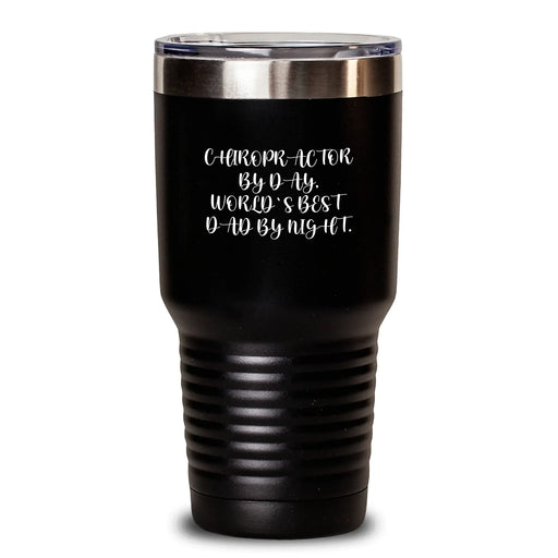 Funny Chiropractor Gifts from Men - Chiropractor Tumbler for Men with 'Chiropractor By Day, World's Best Dad By Night' Quote, Christmas Unique Gifts for Chiropractors - Main