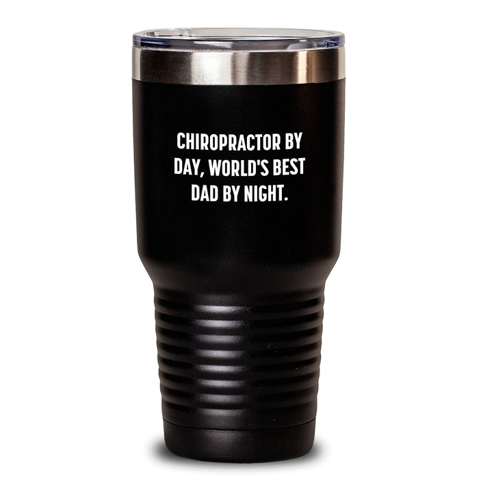 Funny Chiropractor Tumbler Gifts from Men for Valentine's, Chiropractor By Day, World's Best Dad By Night. - Main