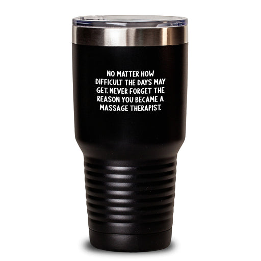 Funny Inspirational Massage Therapist Gifts from Family - Mother's Day Unique Tumbler for Massage Therapist, 20oz or 30oz Black Stainless Steel Vacuum Insulated Tumbler - Main